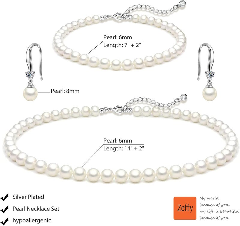 Zeffy Pearl Necklace 4MM/6MM/8MM Dainty Round Imitation Pearl Choker Necklace Wedding Pearl Necklace Delicate Jewelry for Women Simple Bridesmaid Jewelry Gifts - Image 5